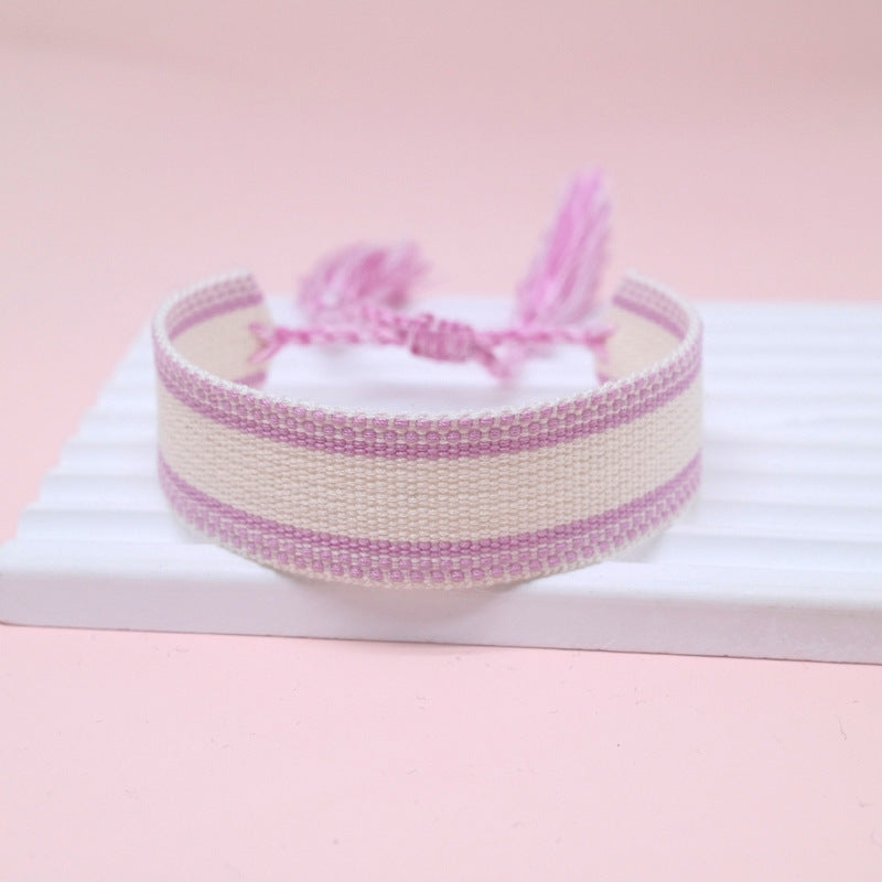 Wholesale Cord Embroiderable Logo Letter Woven Tassel Bracelet